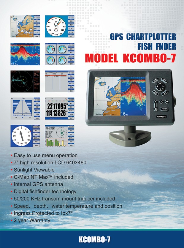 Kcombo-7 7-дюймовый GPS-плотте – обзор и цена Fish Finder Transducer